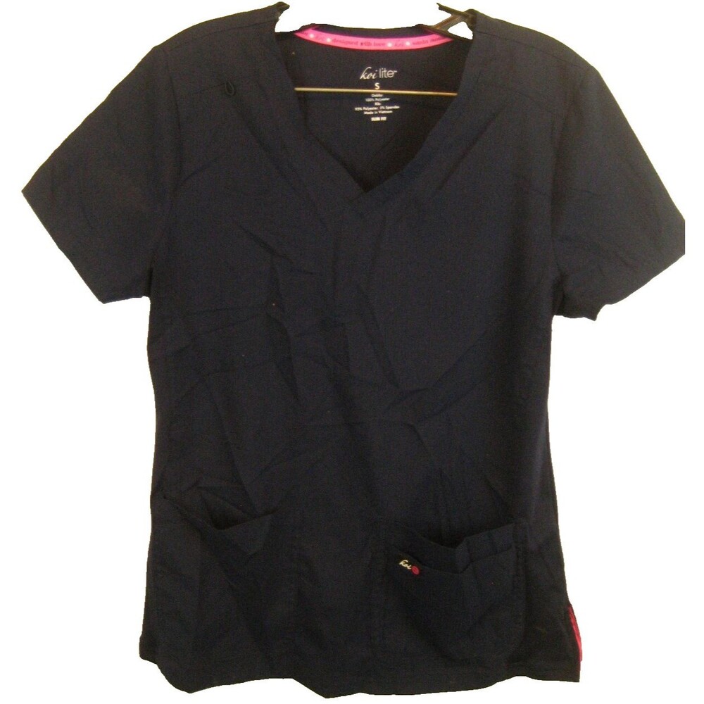 Womens Koi Lite "Dolly" Blue SS Cotton/Spandex Slim Fit Scrub Top sz S